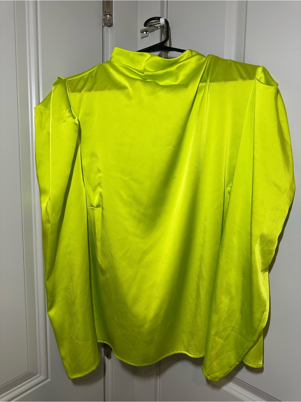 Women's Neon Lime Long-Sleeve Satin Top